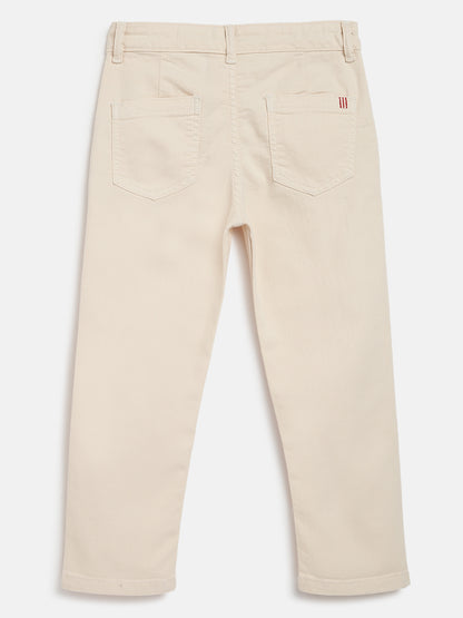 Boys Cream Slim Fit Trousers