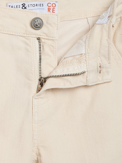 Boys Cream Slim Fit Trousers