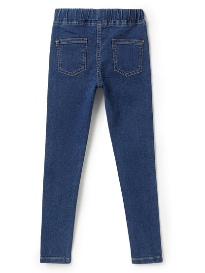 Girls Dark Blue Slim Fit  Lycra Denim Jeggings