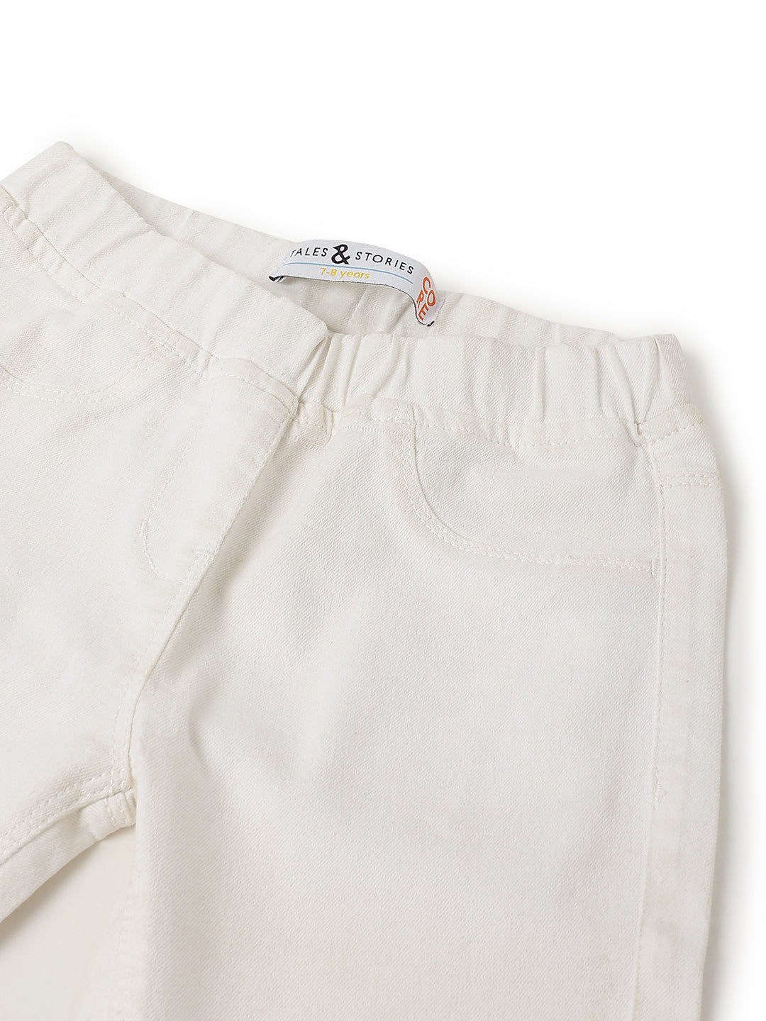Girls White Cotton Slim Fit Solid Jegging