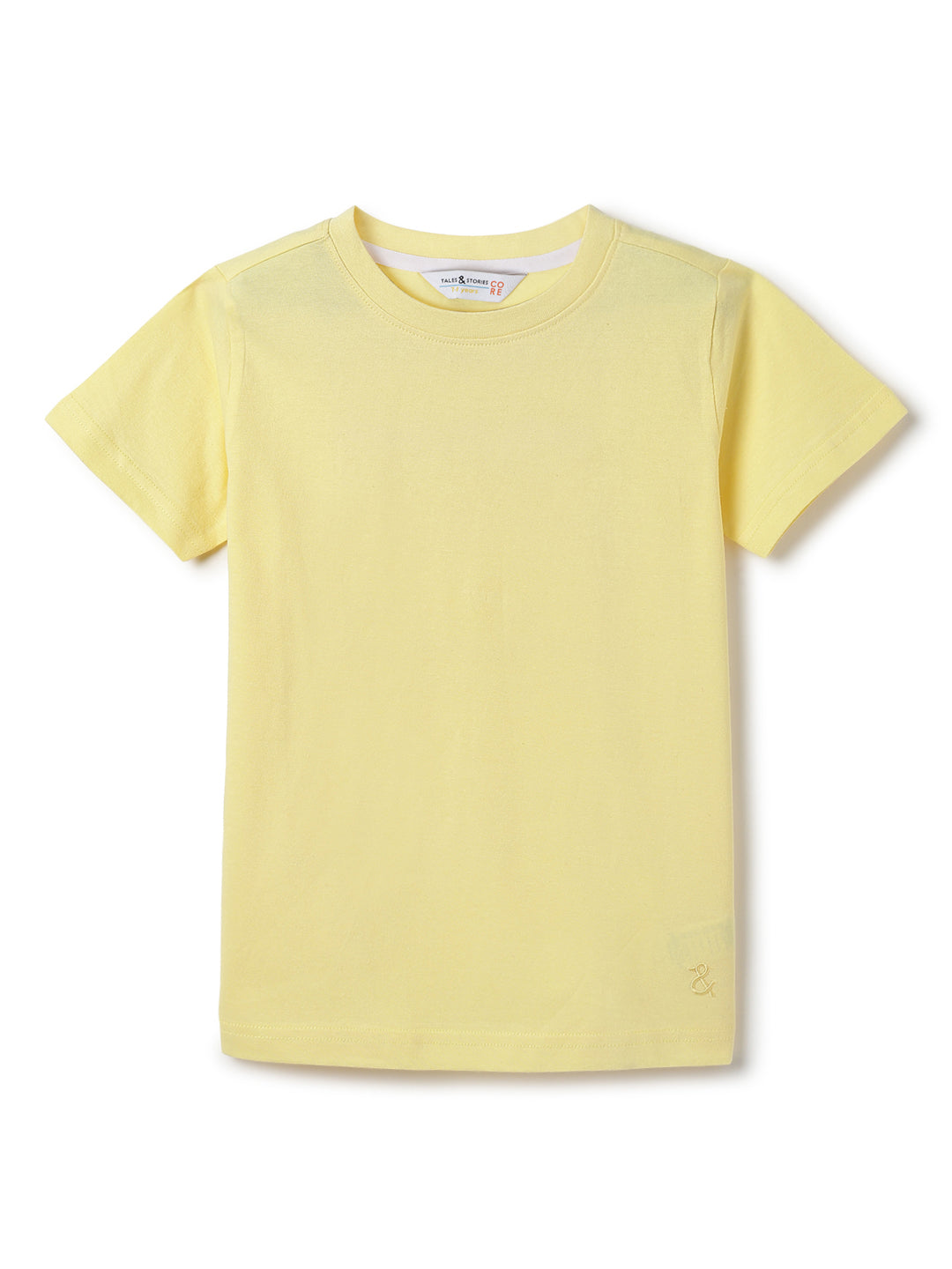 Boys Yellow Cotton Regular Solid T-shirt