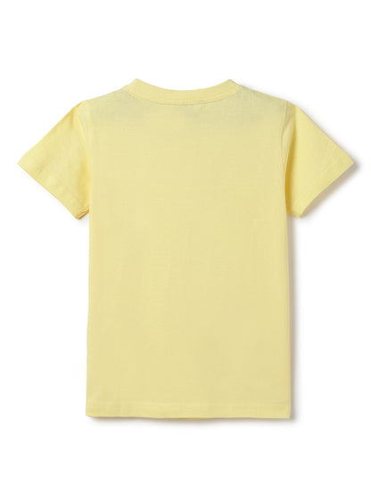 Boys Yellow Cotton Regular Solid T-shirt