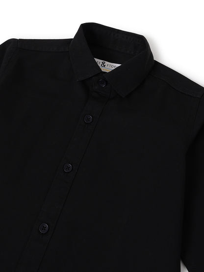 Boys Black Cotton Shirt