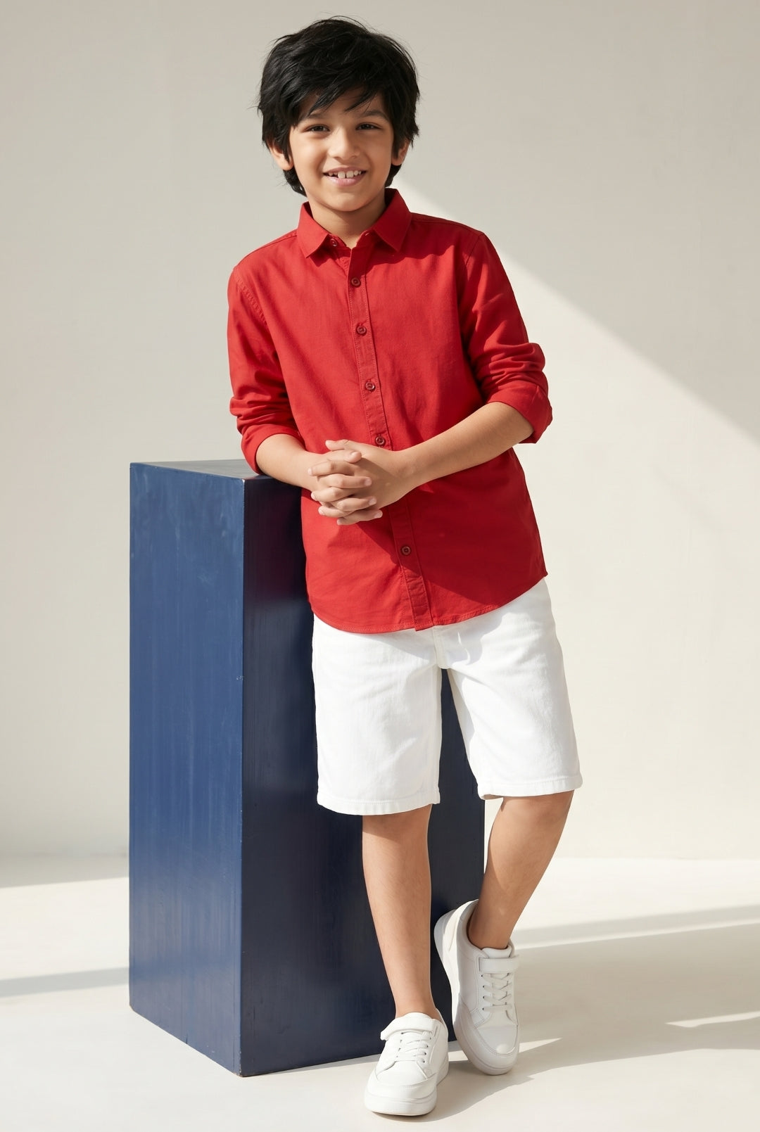 Boys Red Solid Shirt