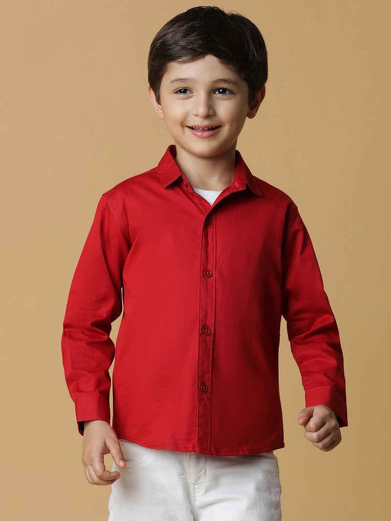 Boys Red Solid Shirt