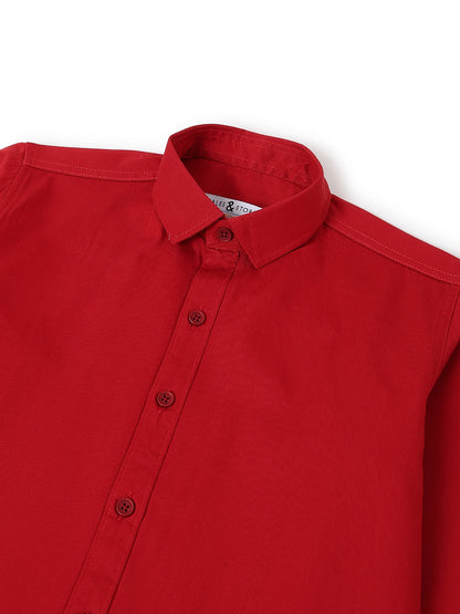 Boys Red Solid Shirt