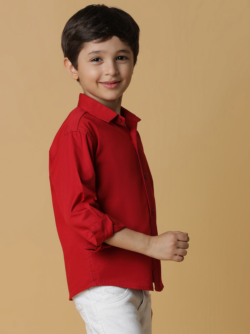 Boys Red Solid Shirt