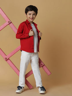 Boys Red Solid Shirt