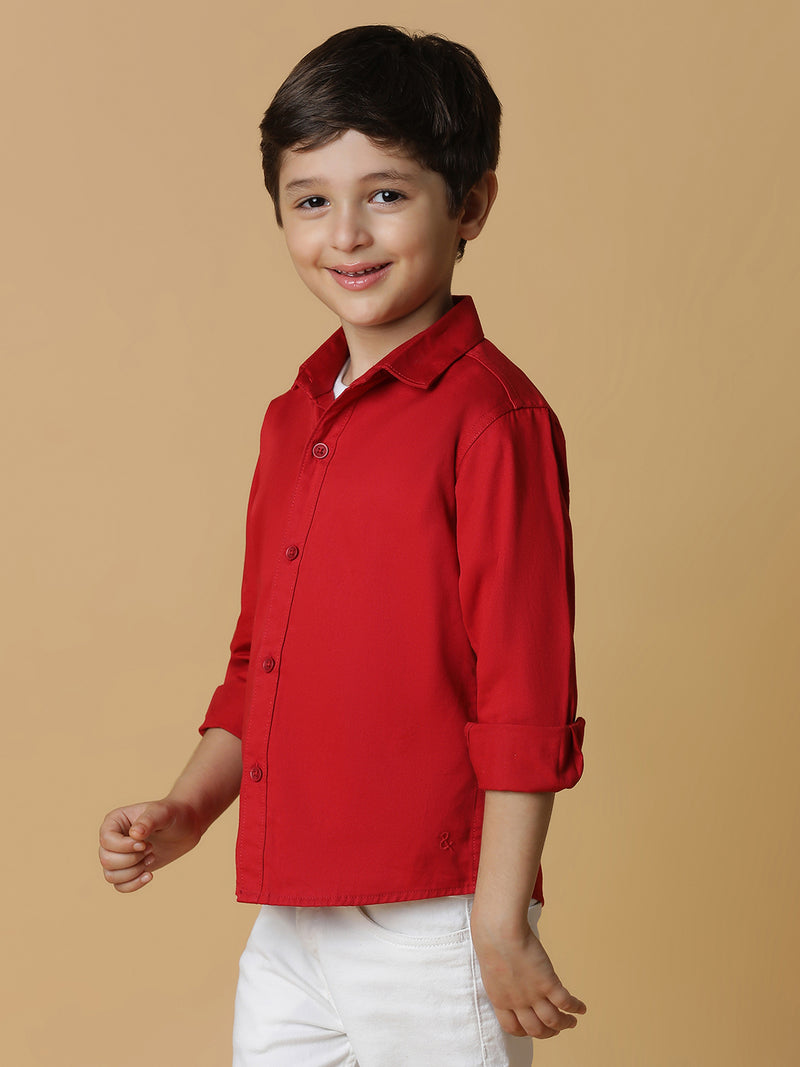 Boys Red Solid Shirt