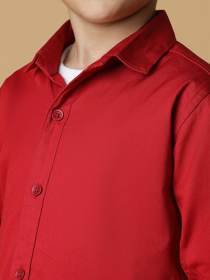 Boys Red Solid Shirt