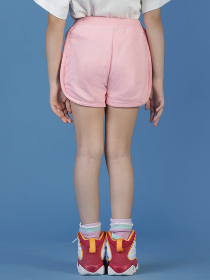 Girls Pink Cotton Shorts