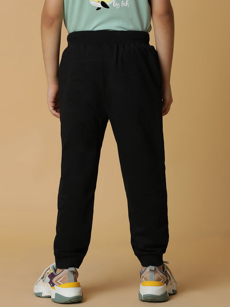 Boys Black Cotton Joggers