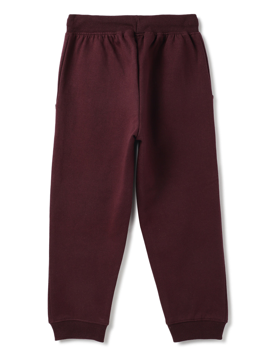 Boys Wine Cotton Solid Jogger