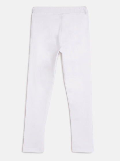 Girls White Cotton Leggings