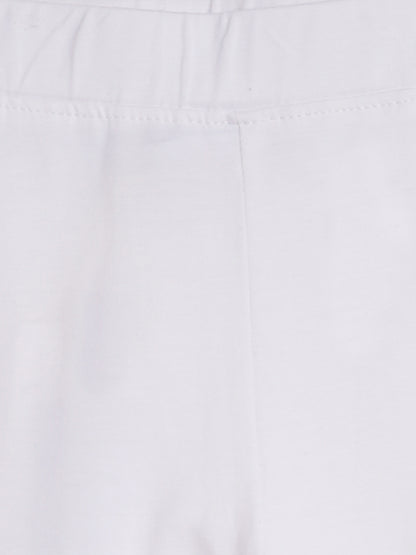 Girls White Cotton Leggings