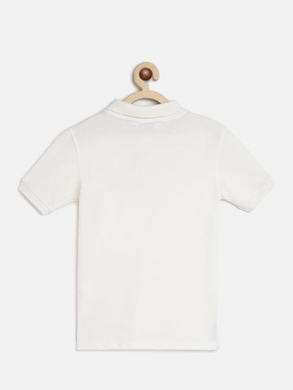 Boys White Solid Polo T-Shirt