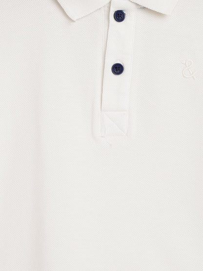 Boys White Solid Polo T-Shirt
