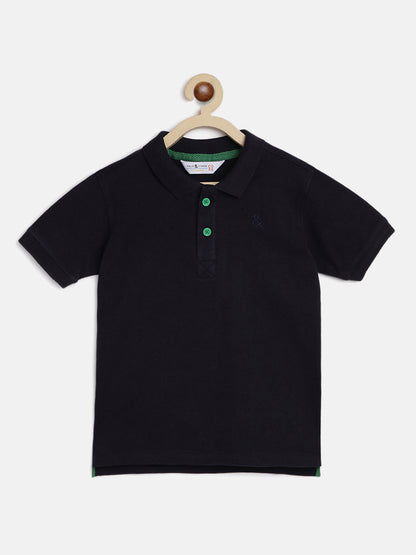 Boys Solid Blue Polo T-Shirt