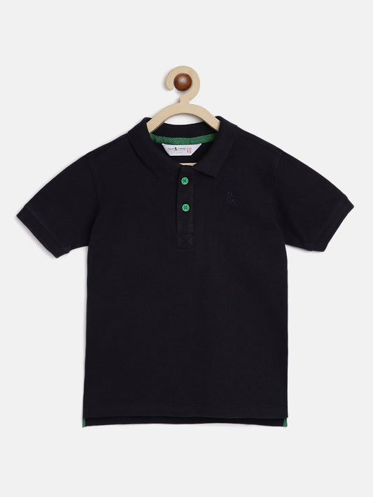 Boys Solid Blue Polo T-Shirt