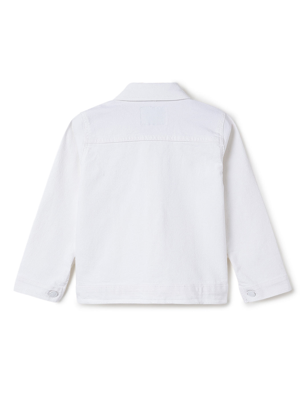 Boys & Girls White Denim Jacket with Racing Badge Patches
