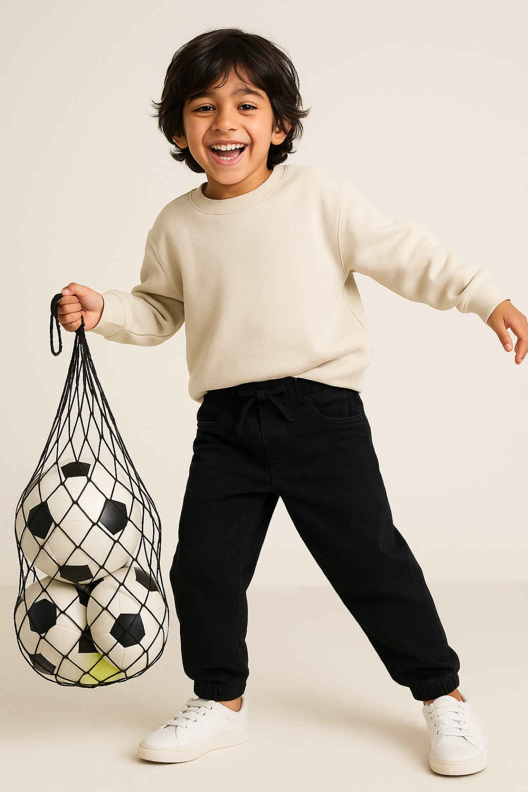 Boys Black Washed Lycra Joggers