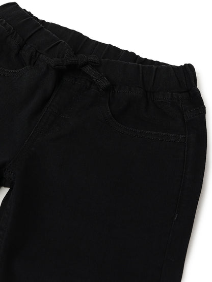 Boys Black Washed Lycra Joggers