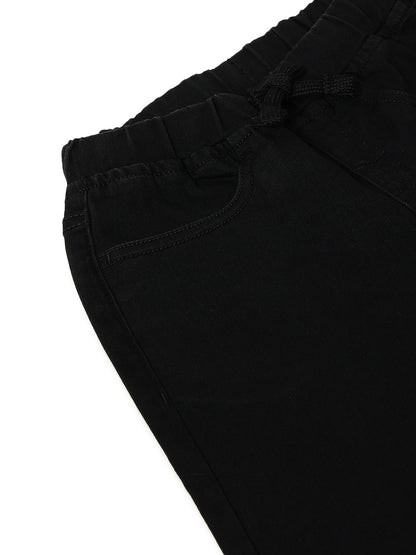 Boys Black Washed Lycra Joggers