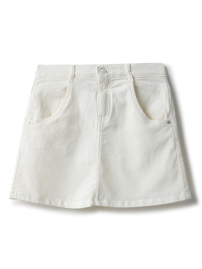 Girls White A-Line Skirt