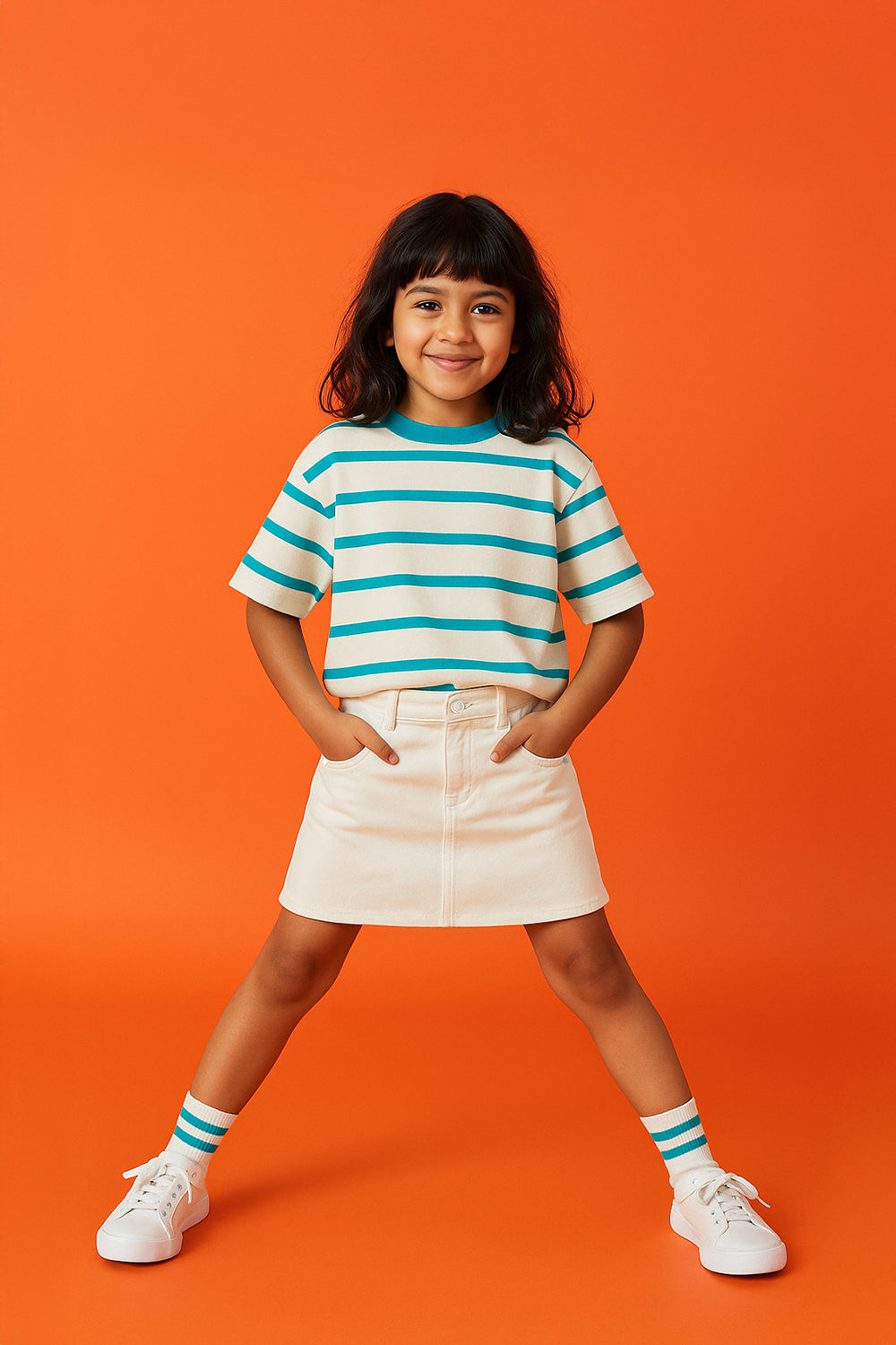 Girls White A-Line Skirt