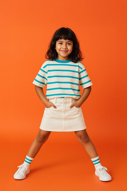 Girls White A-Line Skirt