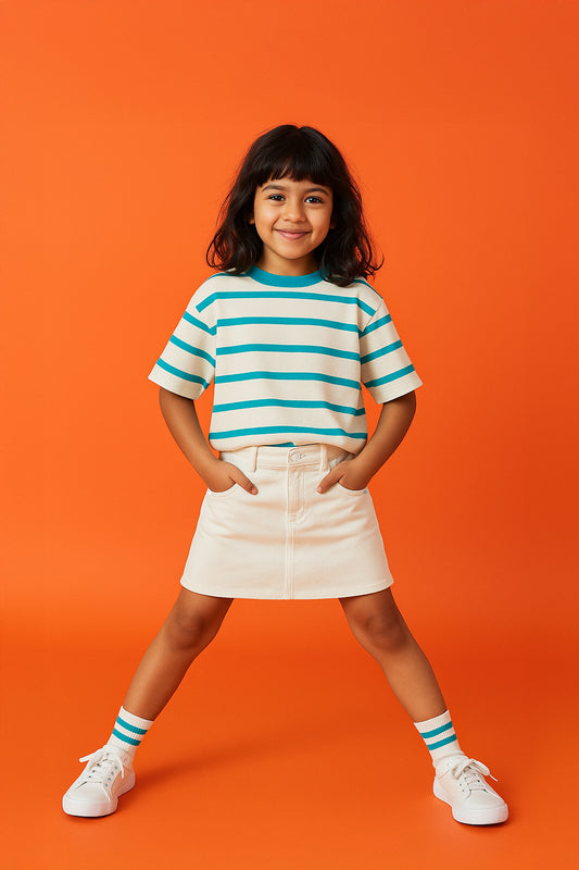 Girls White A-Line Skirt