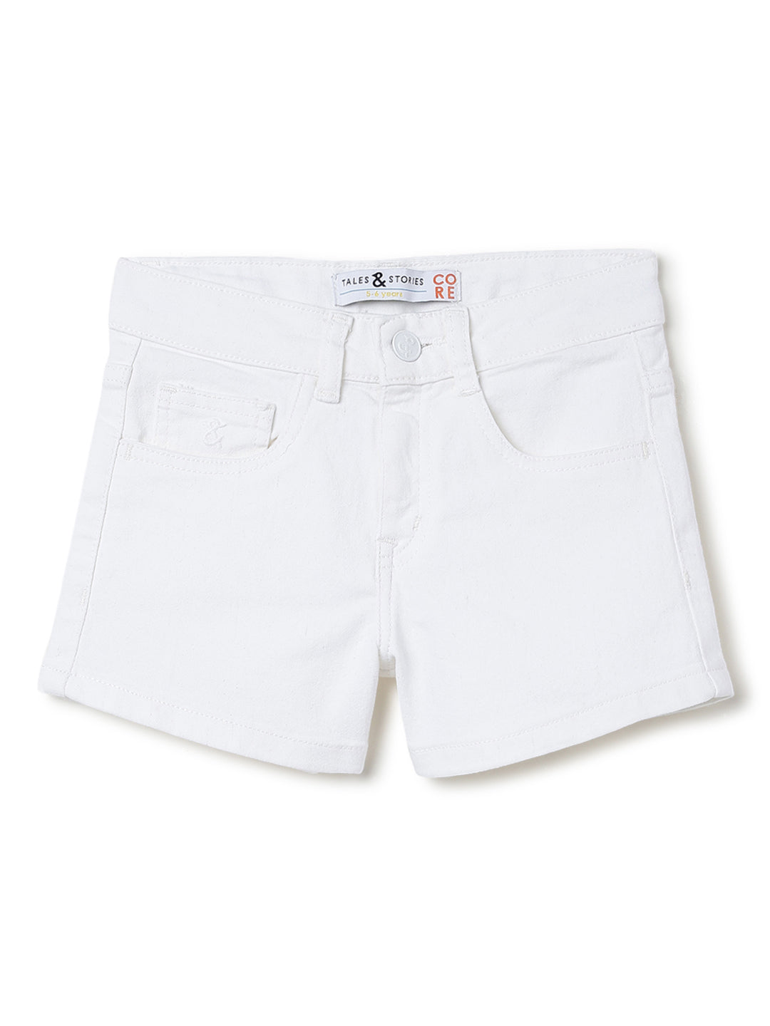Girls White Washed Lycra Regular Fit Above Knee Shorts