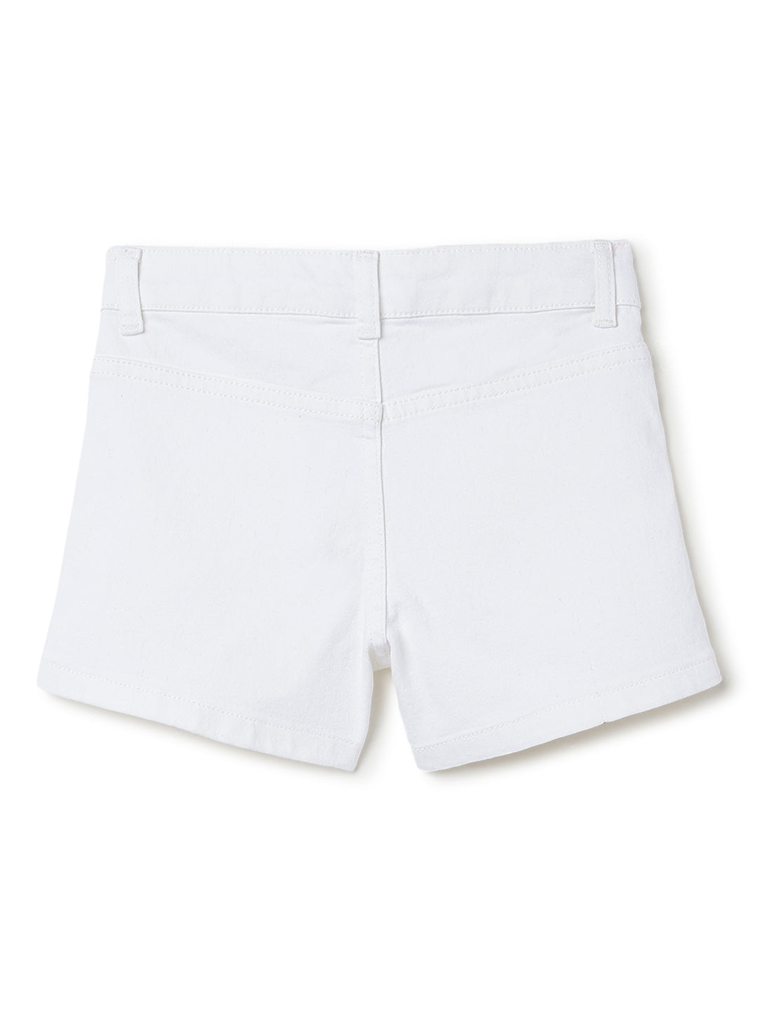 Girls White Washed Lycra Regular Fit Above Knee Shorts