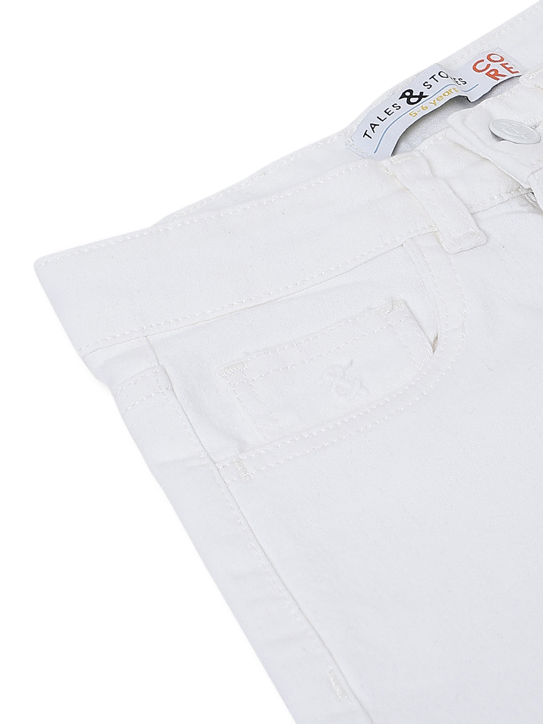 Girls White Washed Lycra Regular Fit Above Knee Shorts