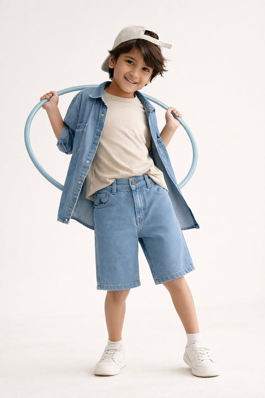Boys Blue Denim Bermuda Shorts