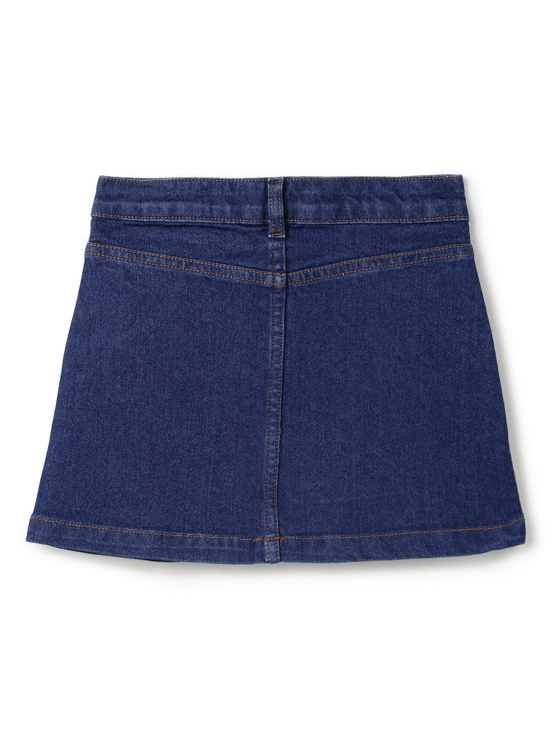 Girls Dark Blue A-Line Stretchable Denim Skirt