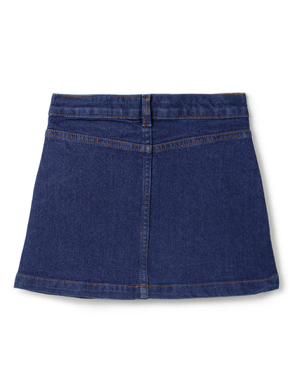 Girls Dark Blue A-Line Stretchable Denim Skirt