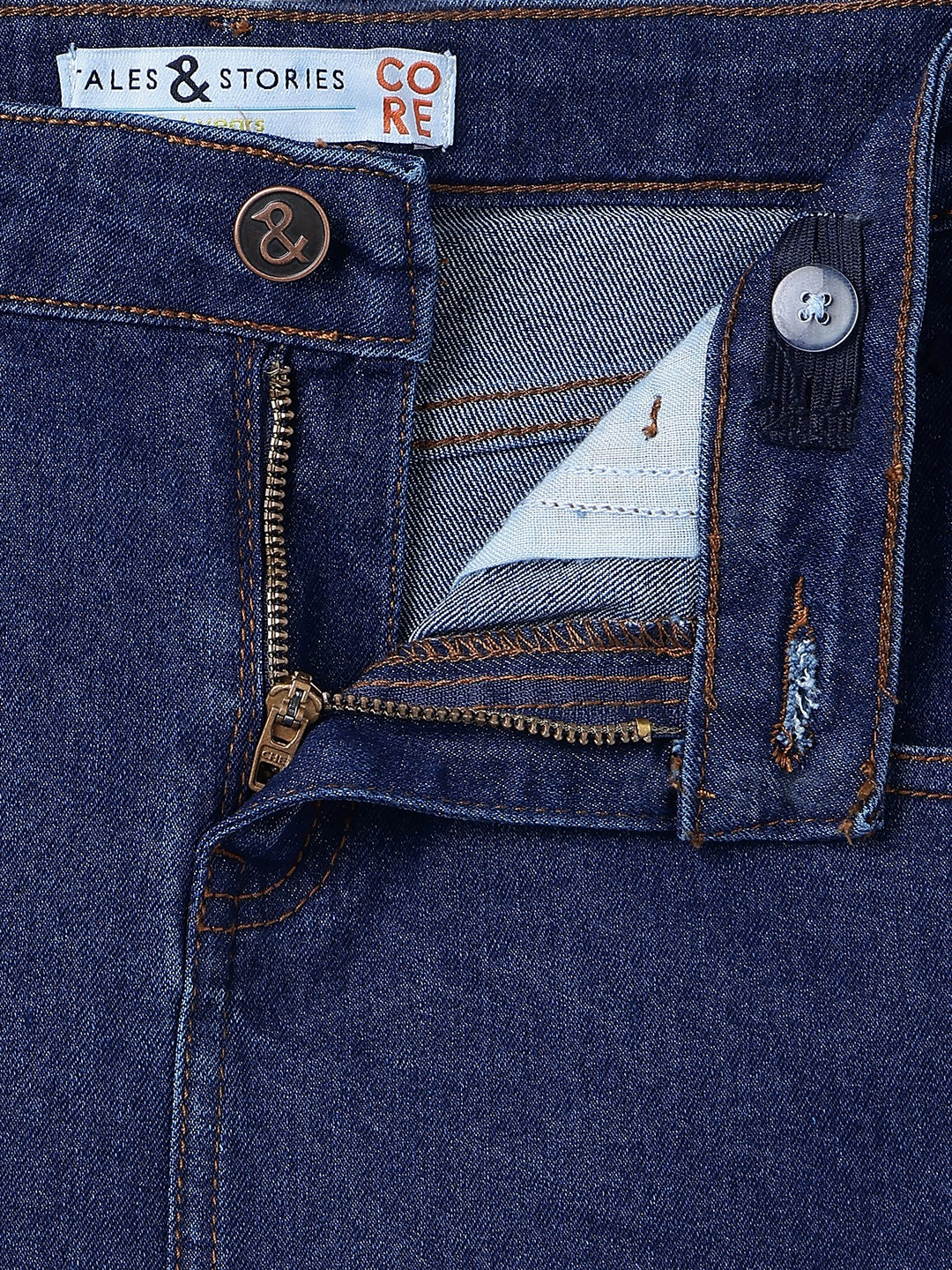Girls Dark Blue A-Line Stretchable Denim Skirt