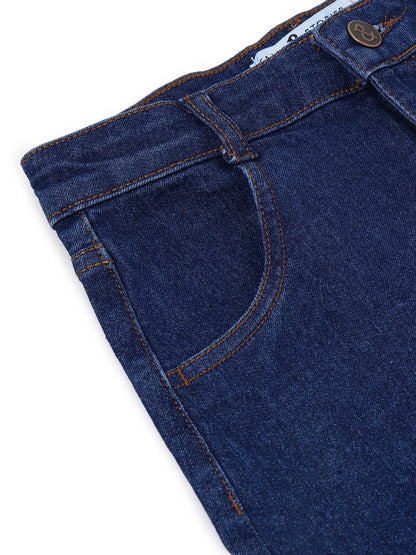 Girls Dark Blue A-Line Stretchable Denim Skirt