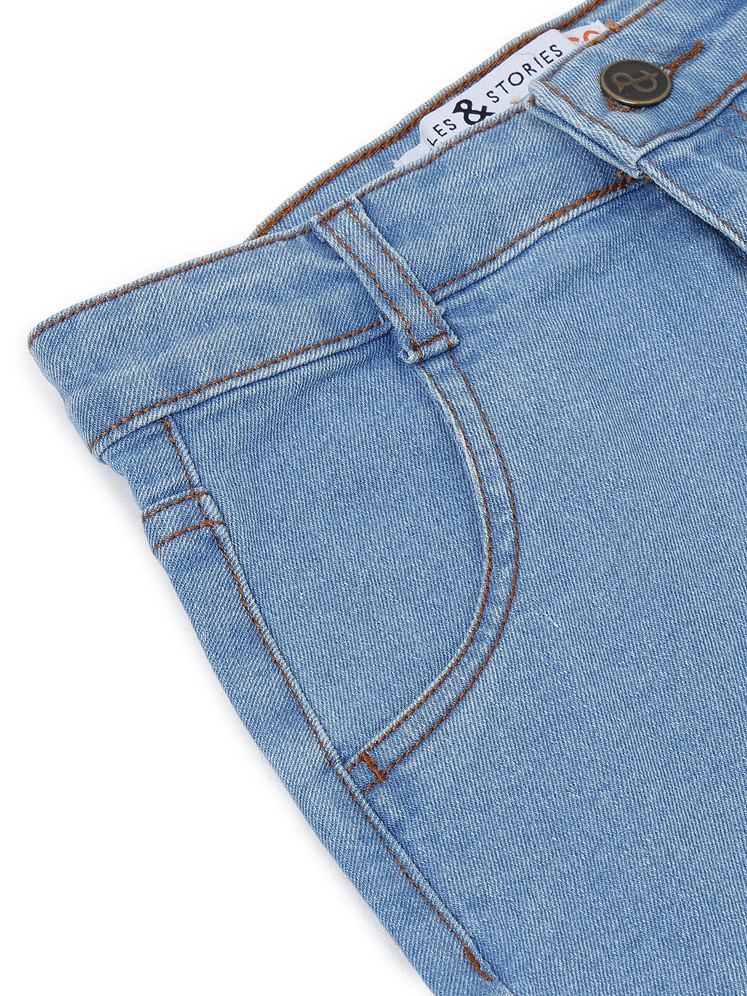 Girls Light Blue A-Line Stretchable Denim Skirt