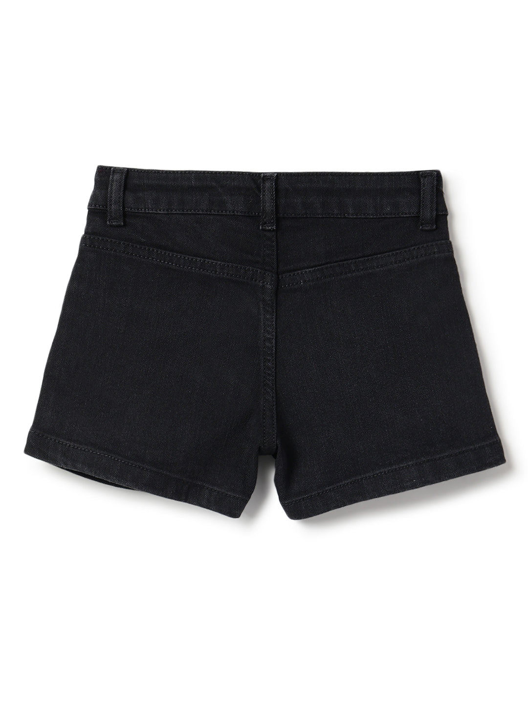 Girls Black Washed Lycra Regular Fit Above Knee Shorts