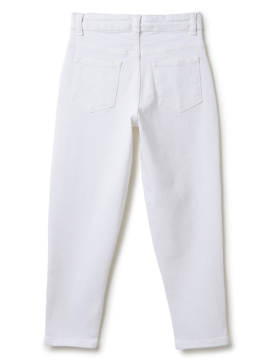 Girls Lycra Denim White Slouchy Fit Jeans