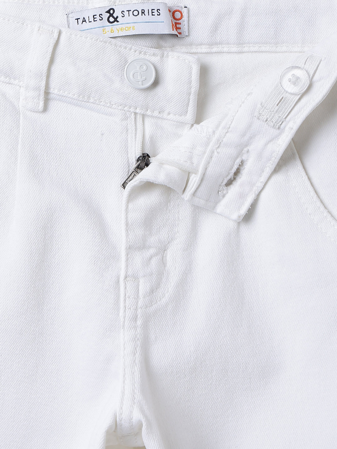 Girls Lycra Denim White Slouchy Fit Jeans