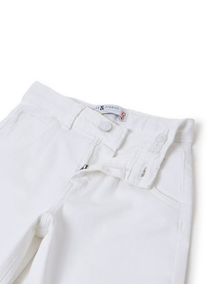 Girls Lycra Denim White Slouchy Fit Jeans