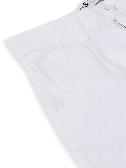 Girls Lycra Denim White Slouchy Fit Jeans