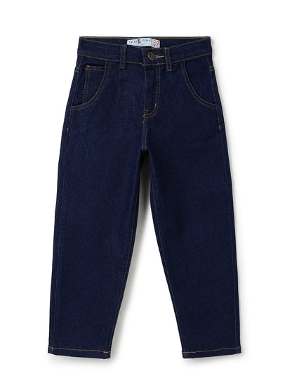 Girls Dark Blue Slouchy Fit Stretchable Denim Jeans