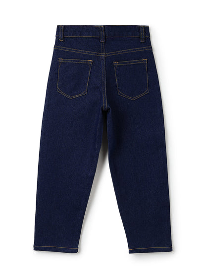 Girls Dark Blue Slouchy Fit Stretchable Denim Jeans