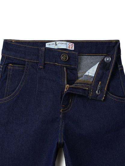 Girls Dark Blue Slouchy Fit Stretchable Denim Jeans