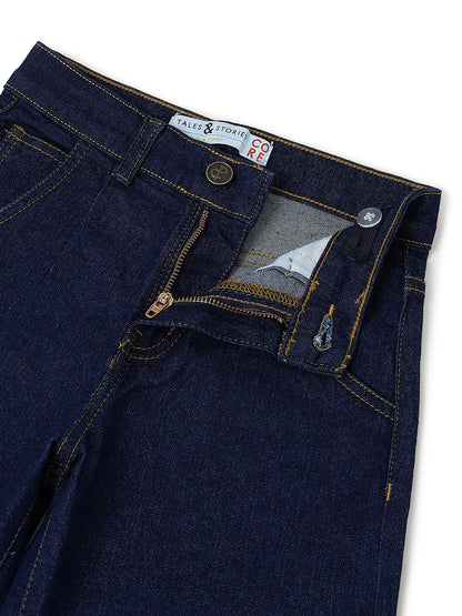 Girls Dark Blue Slouchy Fit Stretchable Denim Jeans