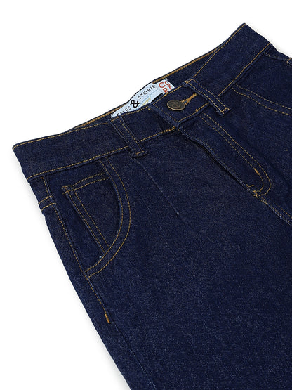 Girls Dark Blue Slouchy Fit Stretchable Denim Jeans